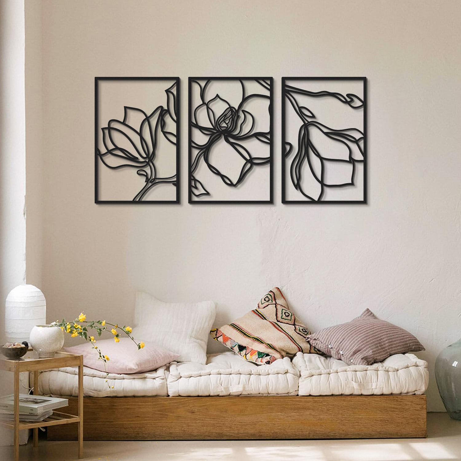 Wallity Zidna dekoracija Floral Line-APT529MS, 30x45 cm, 1.2 mm, Crna