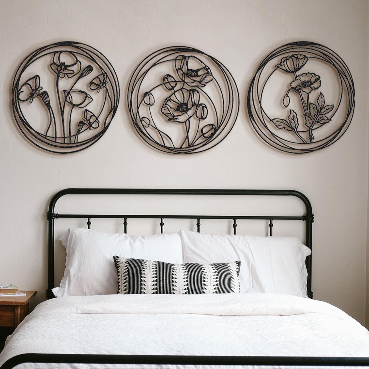 Wallity Zidna dekoracija Poppy Flowers-APT356MS, 49x49 cm, 1.5 mm, Crna