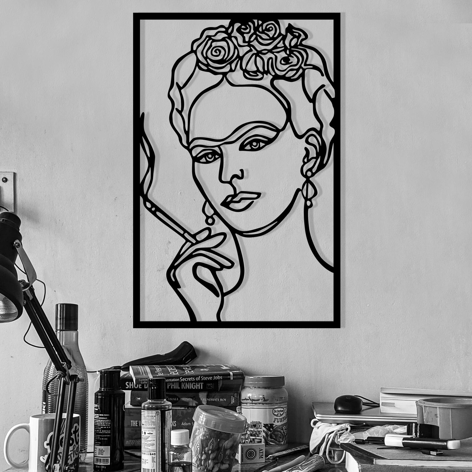 Wallity Zidna dekoracija Kahlo, 34x52 cm, 1.2mm, Crna