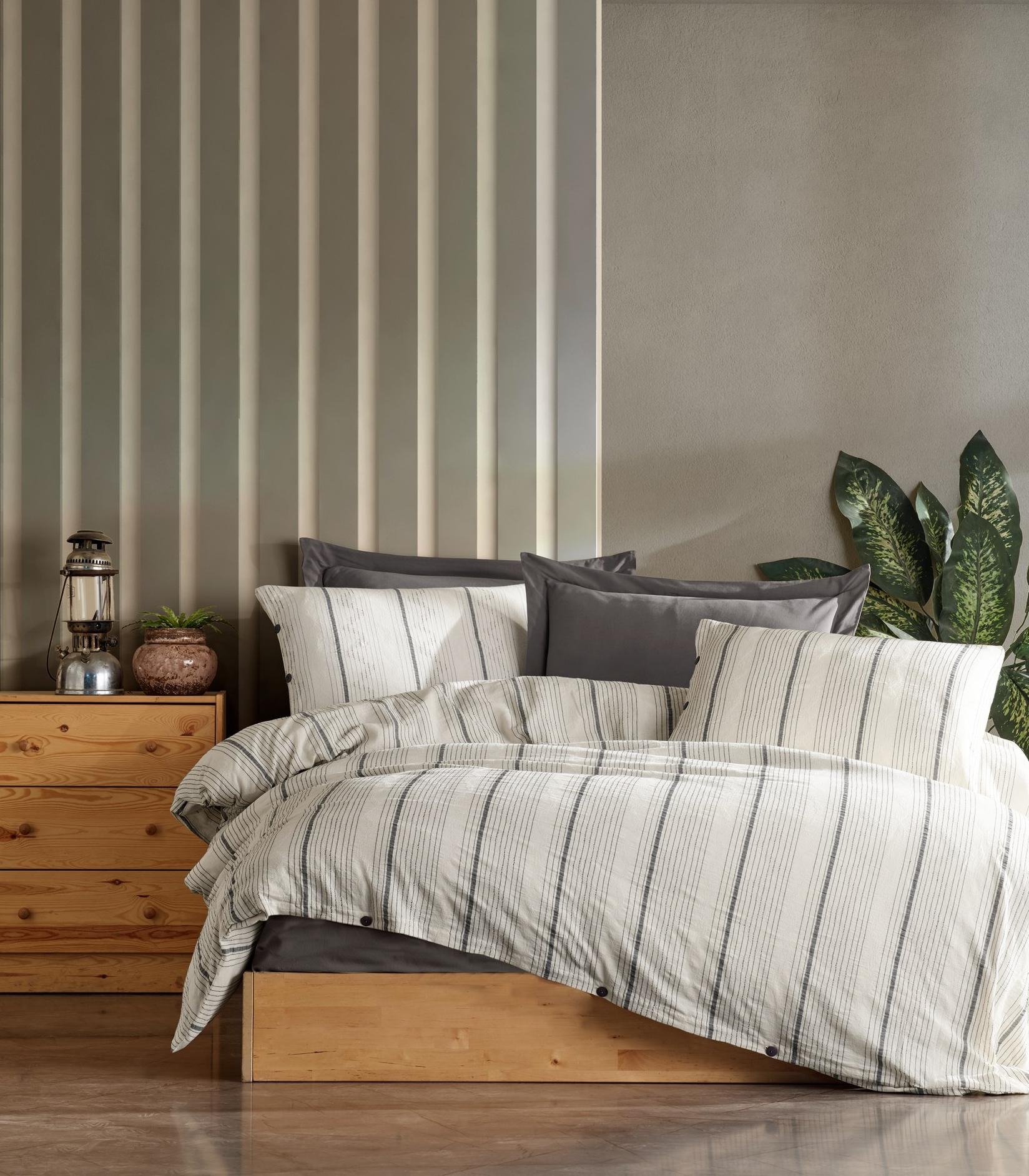 L'essentiel Maison Komplet posteljina Avva, 200x220 cm, Antracit-Bela