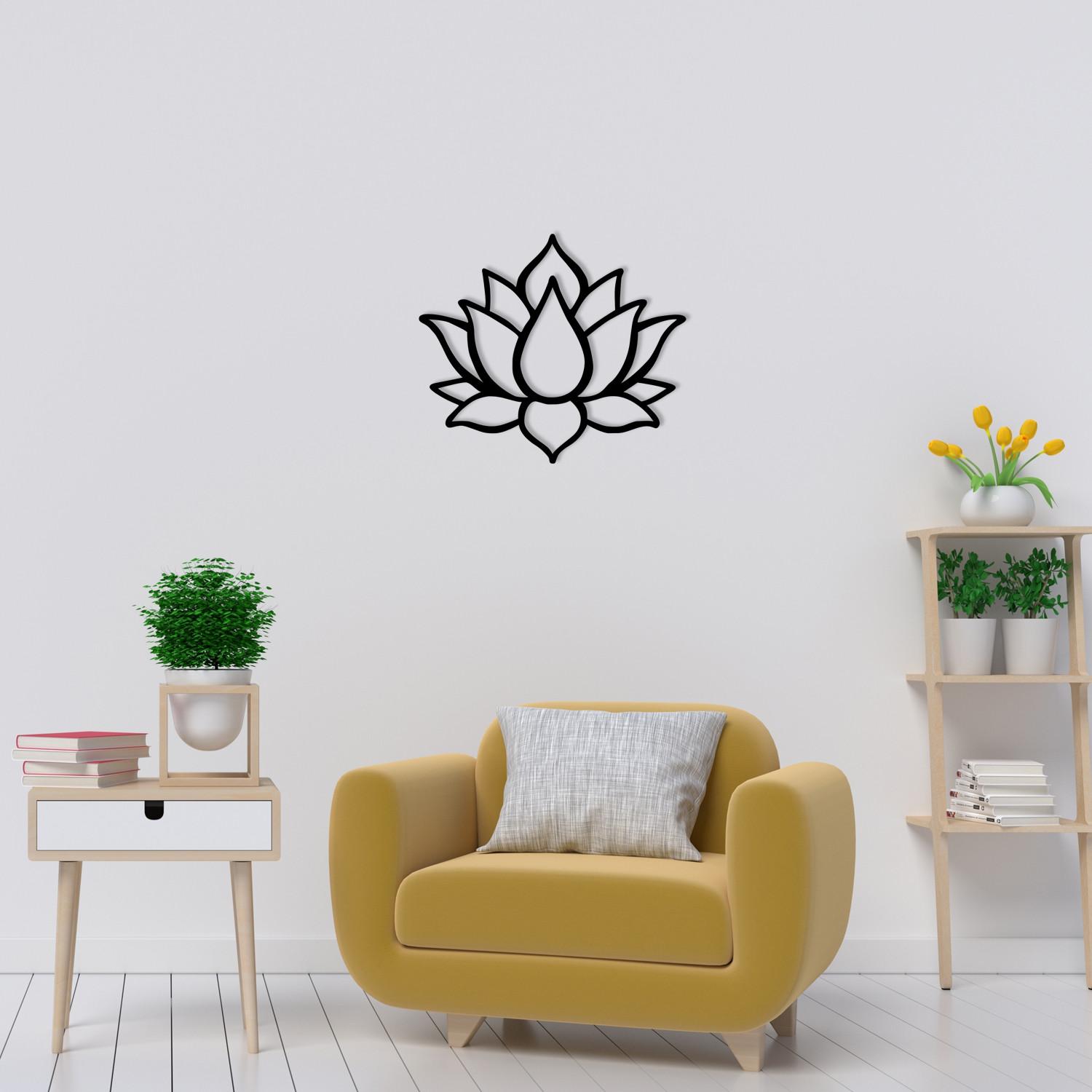 Wallity Zidna dekoracija Lotus Flower 1, 50x43 cm, 1.2mm, Crna