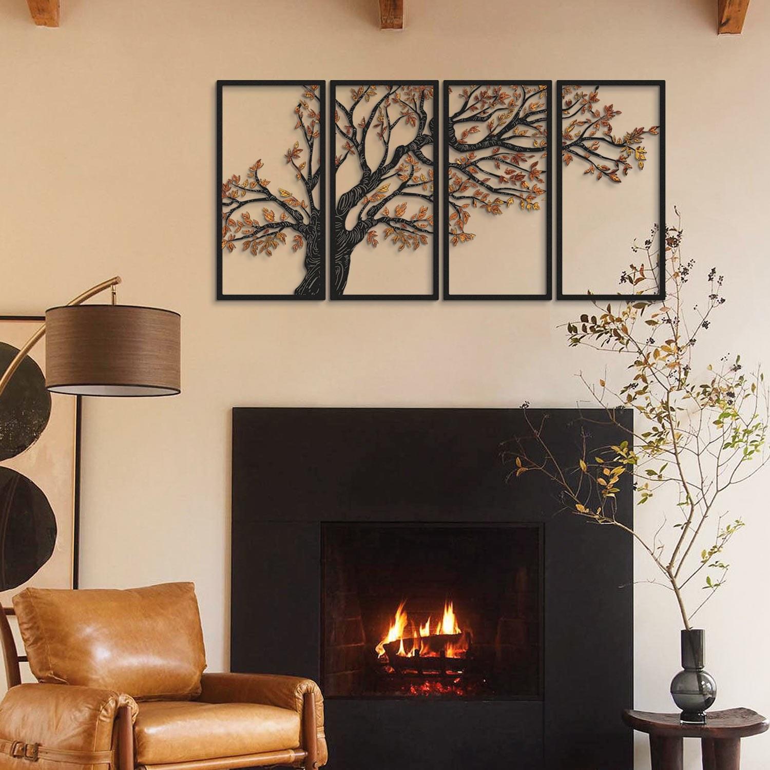 Wallity Set zidnih dekoracija Autumn Vibes-APT740 M, 69x150 cm, 1.2 mm, 4 komada, Crna