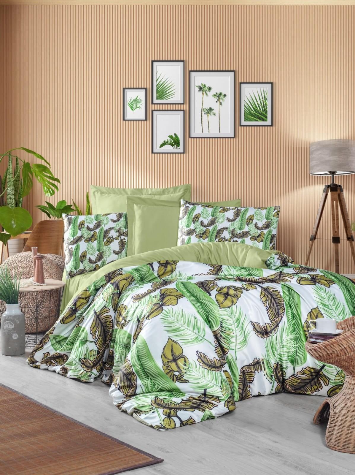 L'essentiel Maison Komplet posteljina 472, 200x220 cm, Zelena-Bela