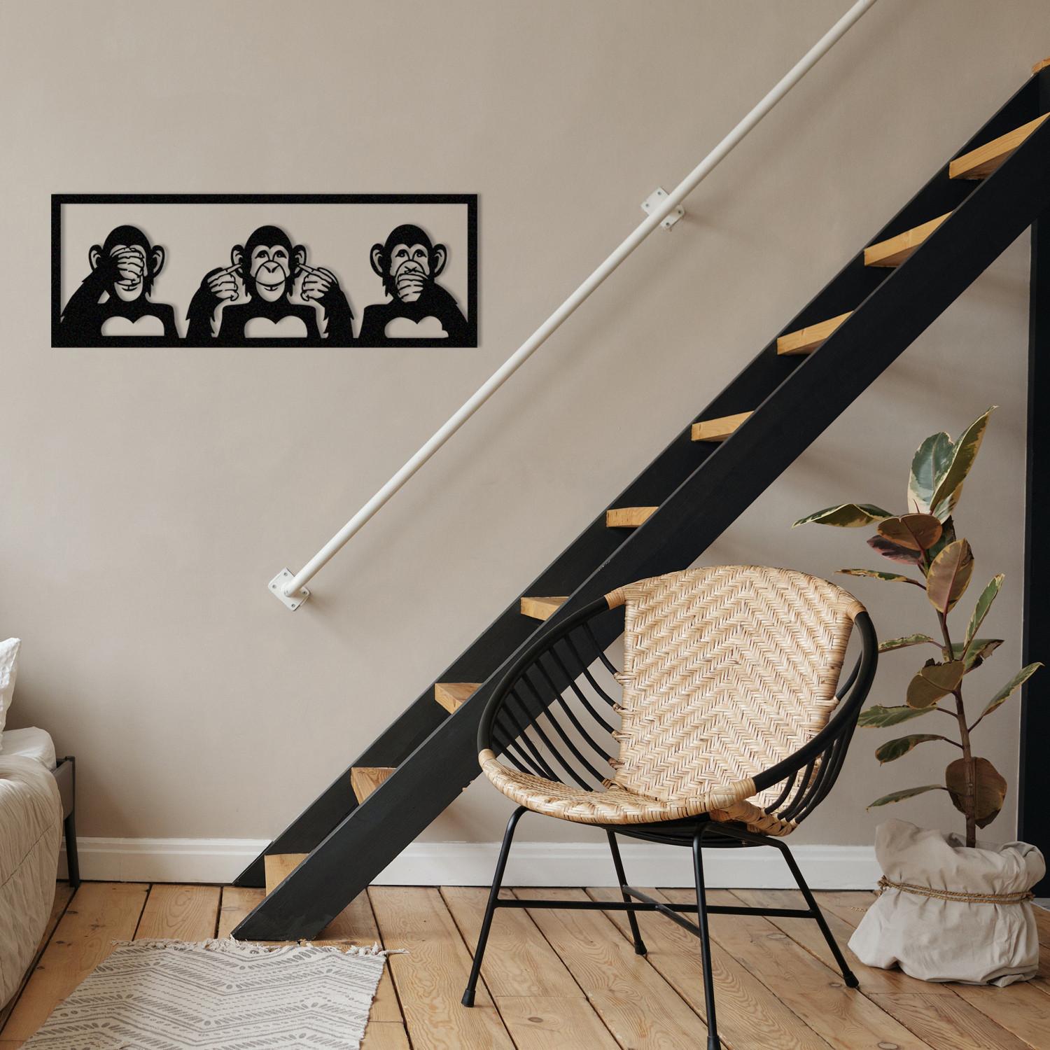 Wallity Zidna dekoracija Three Monkeys-M, 70x25 cm, 1.2mm, Crna