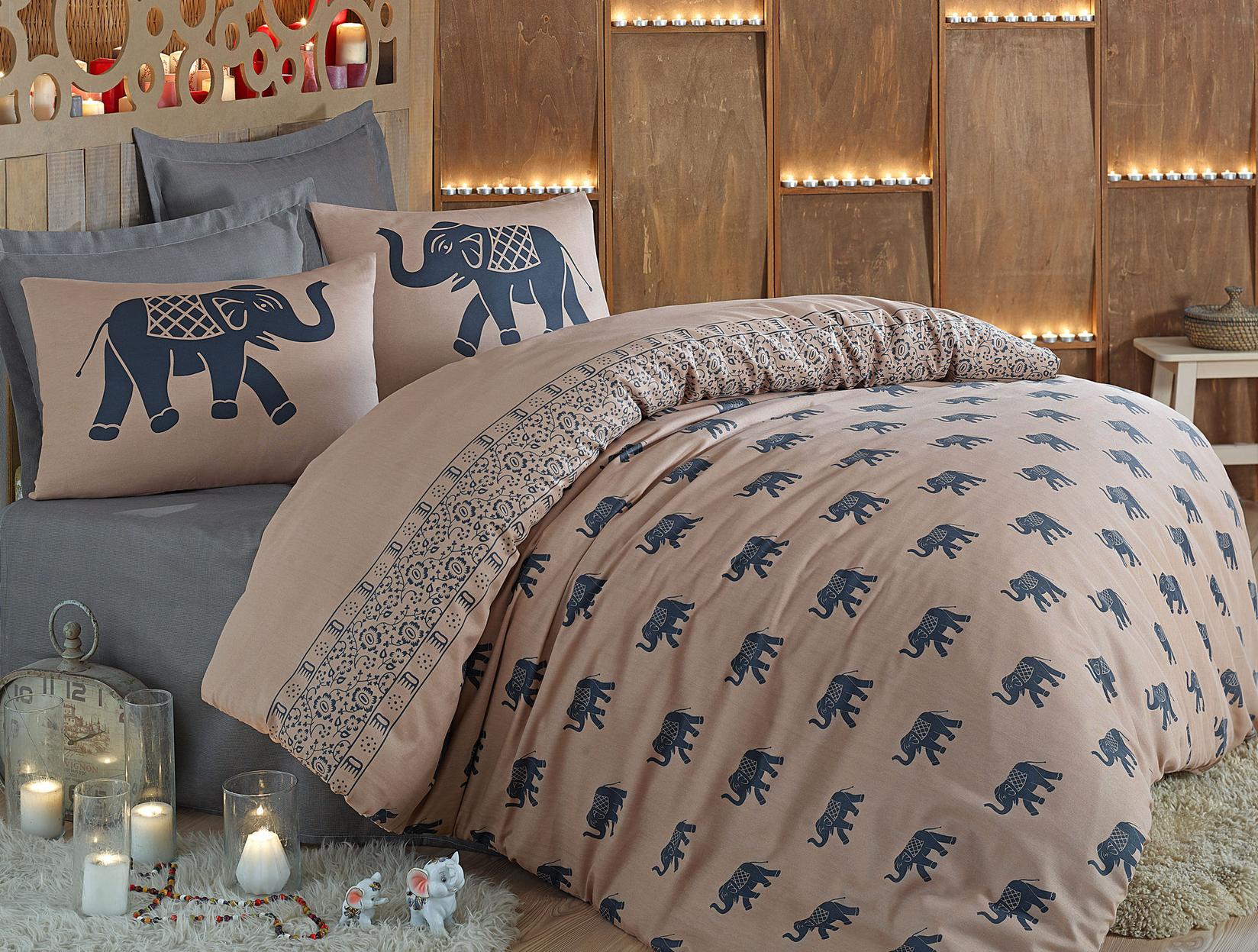 L'essentiel Maison Komplet posteljina Fil, 200x220 cm, Plava-Braon