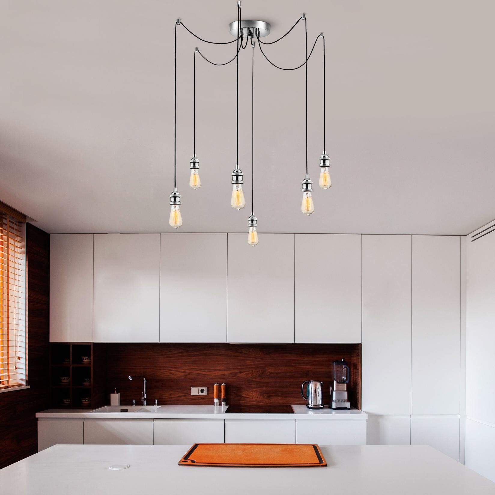 Opviq Luster MR-906, 126 cm, 6xE27, 40W, Srebrne boje