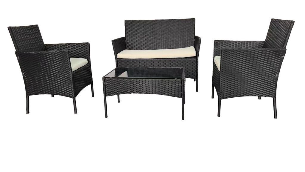 Nexsas Baštenski set od ratana sa jastucima Kalina, Crni