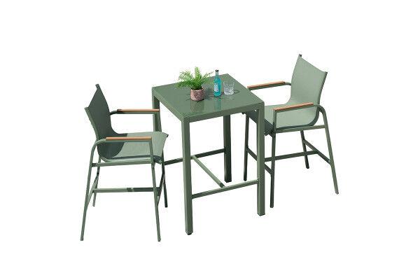 Green Bay Baštenski set sto i 2 stolice Olive, Visoko sedenje, Maslinasti