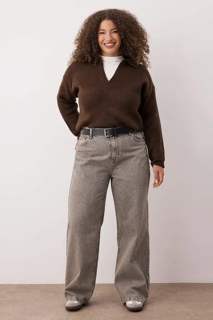Trendyol Curve Ženske farmerke Tbbss24Cj00028, Sive