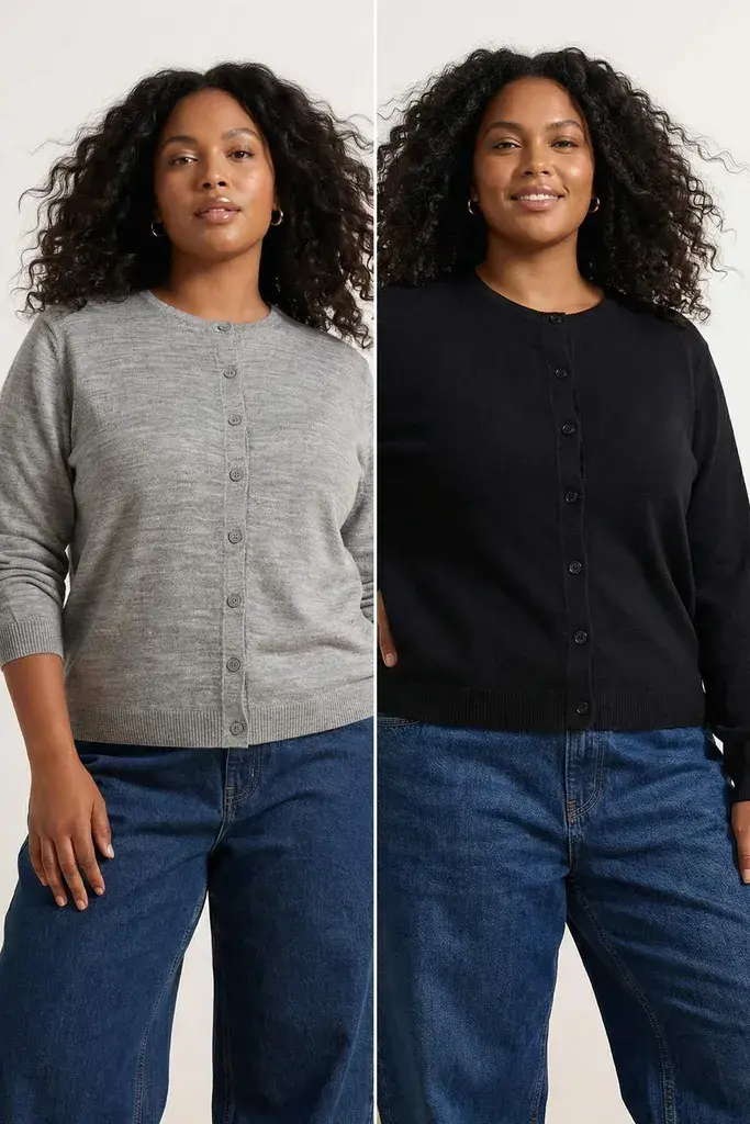 Trendyol Curve Set ženskih džempera Tbbaw26Av00044, 2 komada, Tamnoplavi