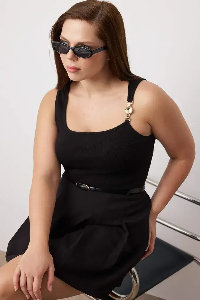 Trendyol Curve Ženska bluza Tbbss25Af00091, Crna