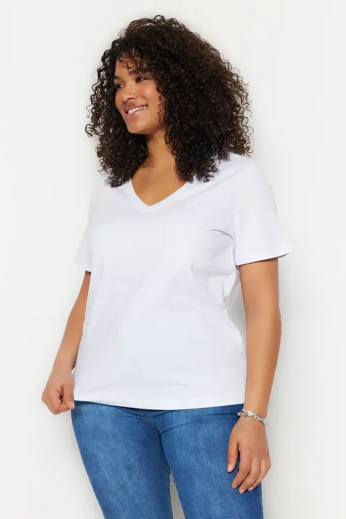 Trendyol Curve Ženska majica TBBSS22BF0028, Bela