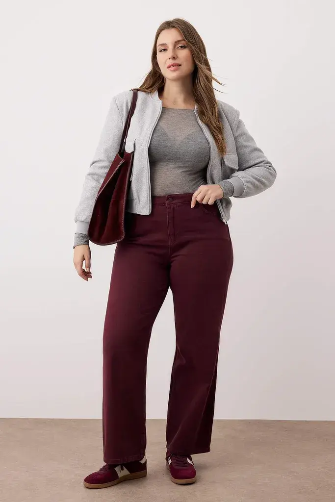 Trendyol Curve Ženske pantalone Tbbss24Cj00050, Bordo
