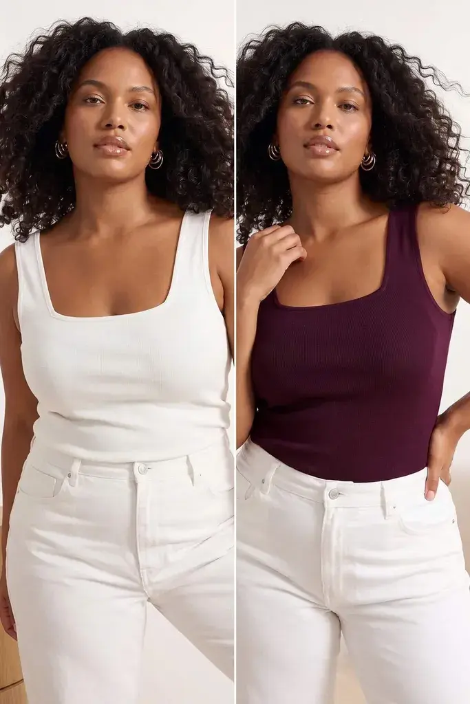 Trendyol Curve Set ženskih majica Tbbss22Al0024, 2 komada, Krem