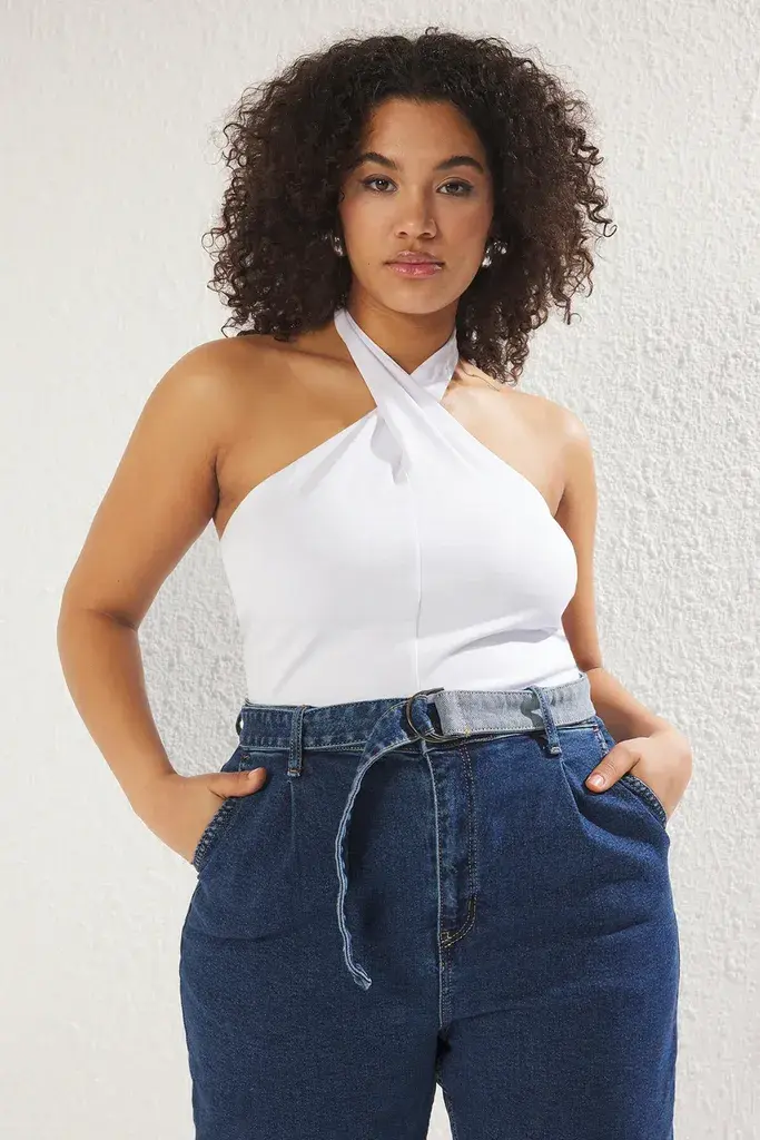 Trendyol Curve Ženska bluza Tbbss25Af00009, Bela