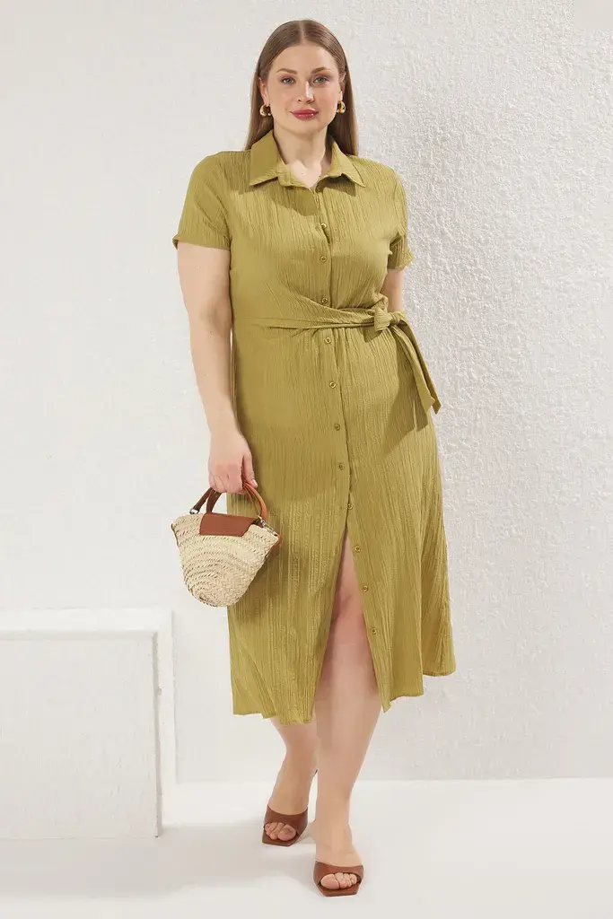 Trendyol Curve Ženska haljina Tbbss25Ah00034, Kaki