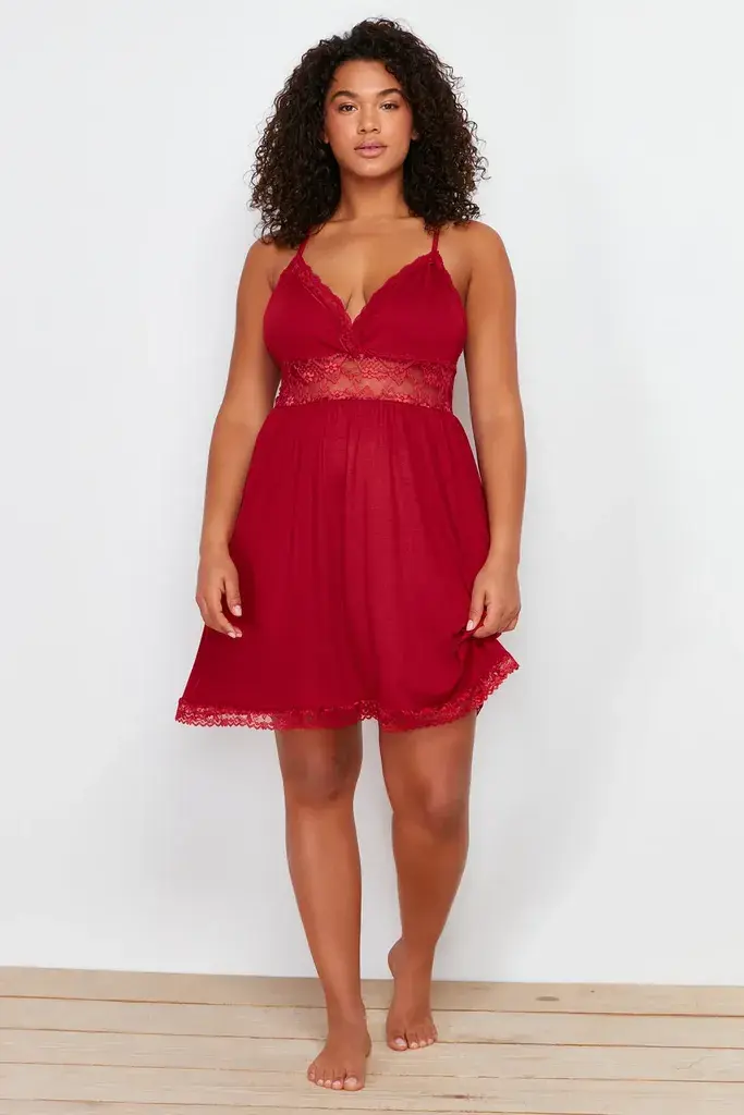 Trendyol Curve Ženska spavaćica TBBSS24CH00017, Bordo
