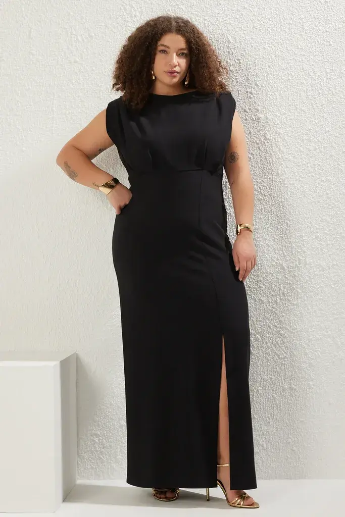 Trendyol Curve Ženska haljina Tbbss25Ah00052, Crna