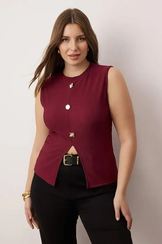 Trendyol Curve Ženska bluza Tbbss25Af00121, Bordo
