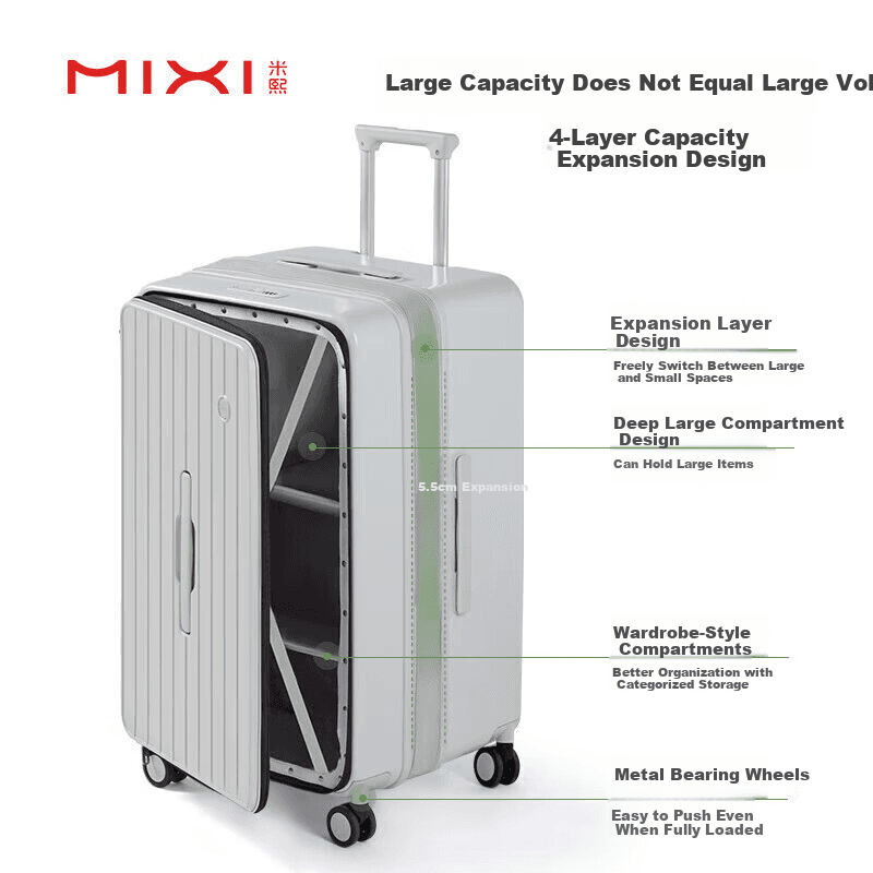 Mixi Kofer, 71.12cm, Sivo-Beli