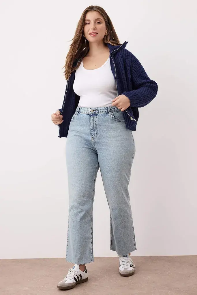 Trendyol Curve Ženske farmerke Tbbaw26Cj00039, Svetloplave