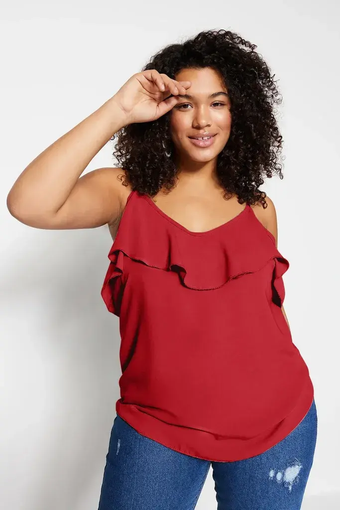 Trendyol Curve Ženska bluza Tbbss22Af0023, Crvena