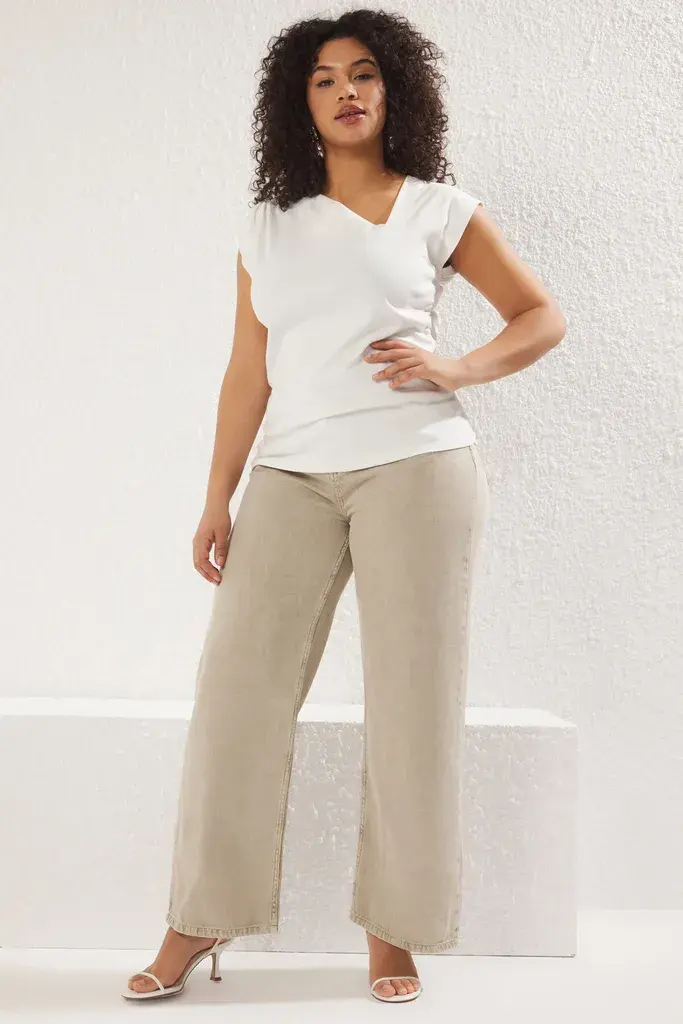Trendyol Curve Ženska bluza Tbbss25Af00002, Krem
