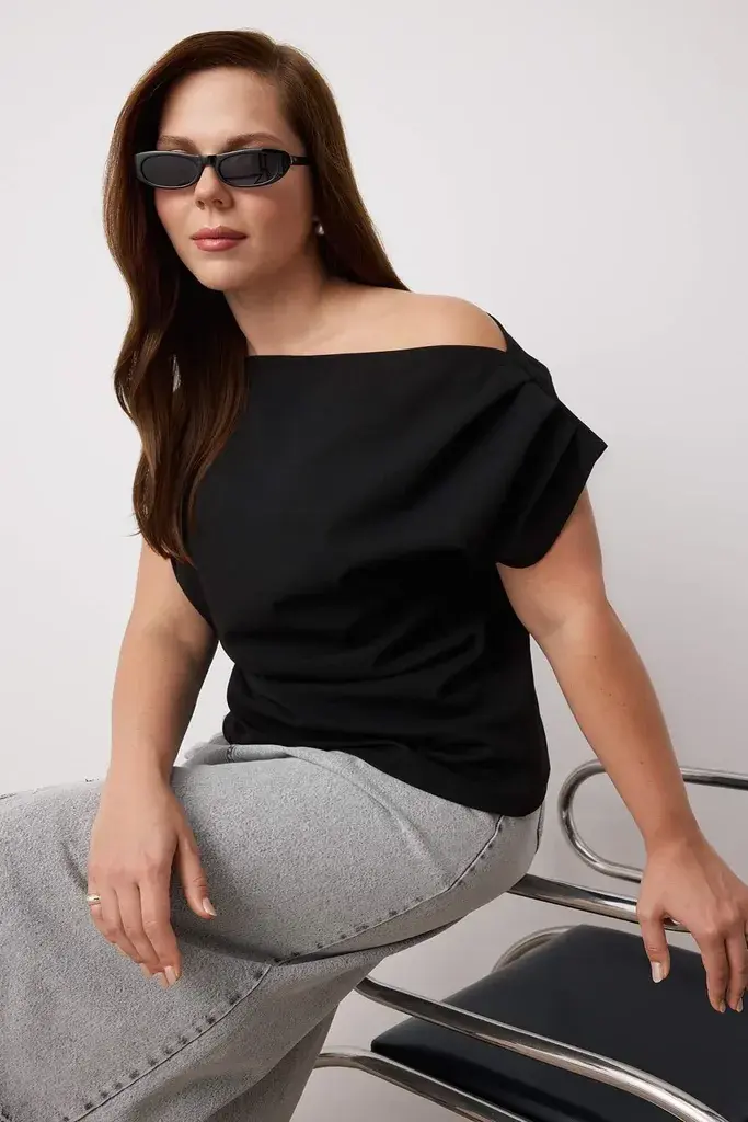 Trendyol Curve Ženska bluza Tbbss25Af00119, Crna