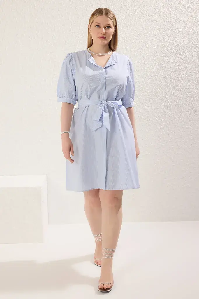 Trendyol Curve Ženska haljina Tbbss25Ah00069, Plava