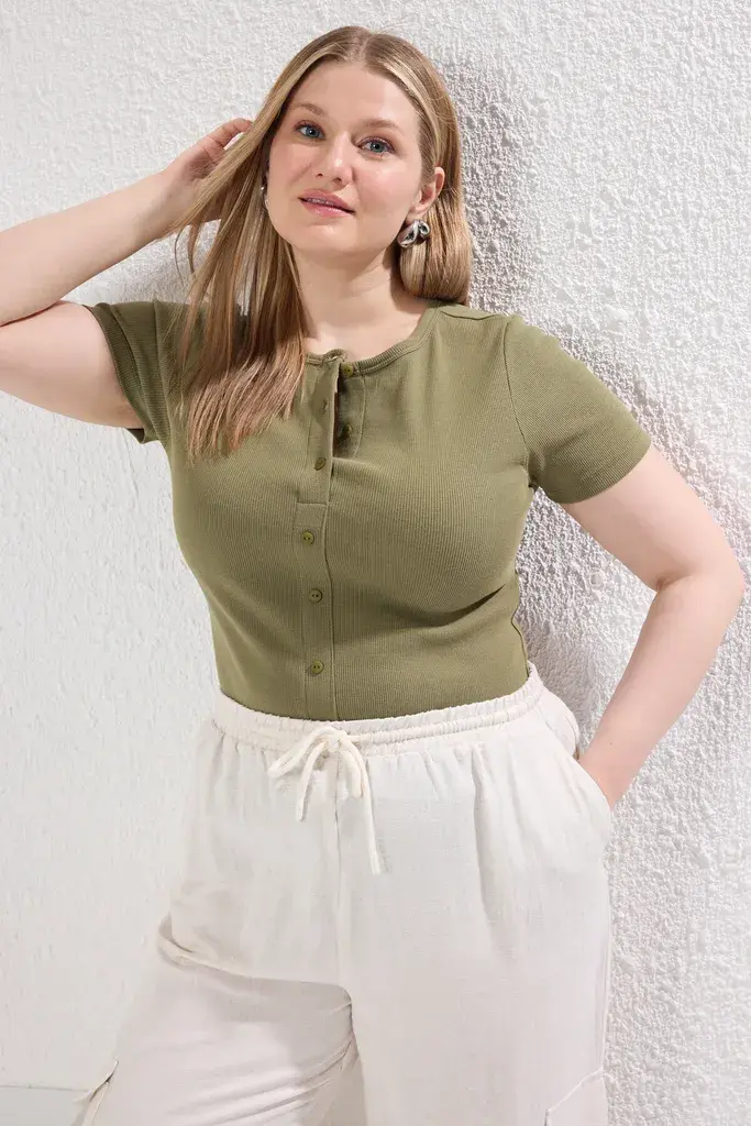 Trendyol Curve Ženska bluza Tbbss25Af00060, Zelena