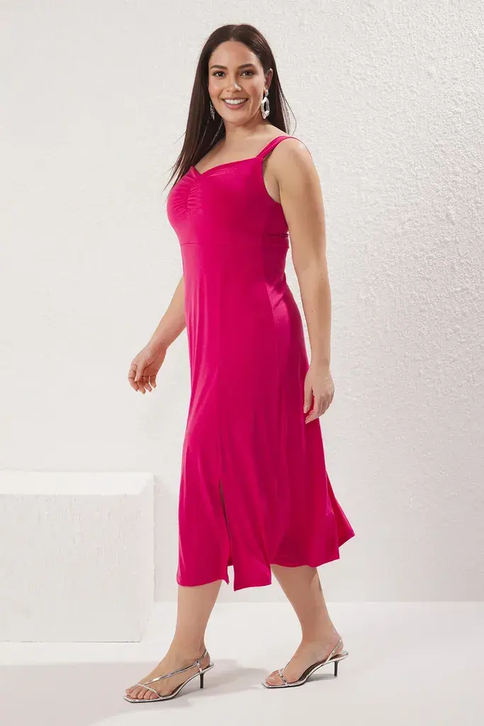 Trendyol Curve Ženska haljina Tbbss25Ah00014, Roze