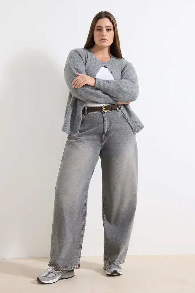 Trendyol Curve Ženske farmerke Tbbaw26Cj00043, Sive