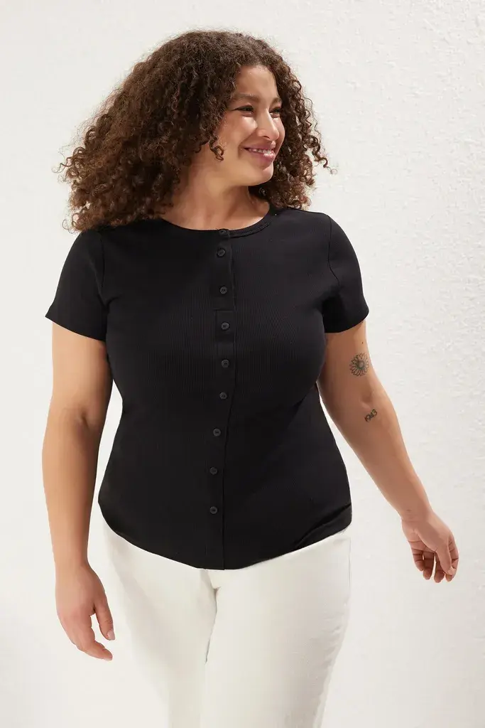Trendyol Curve Ženska bluza Tbbss25Af00060, Crna