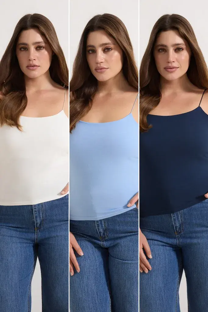 Trendyol Curve Set ženskih majica Tbbaw26Cv00001, 3 komada, Tamnoplavi