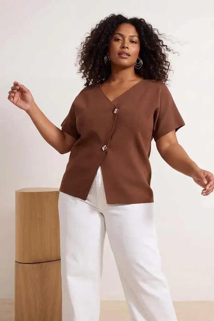 Trendyol Curve Ženska bluza Tbbss25Af00071, Braon