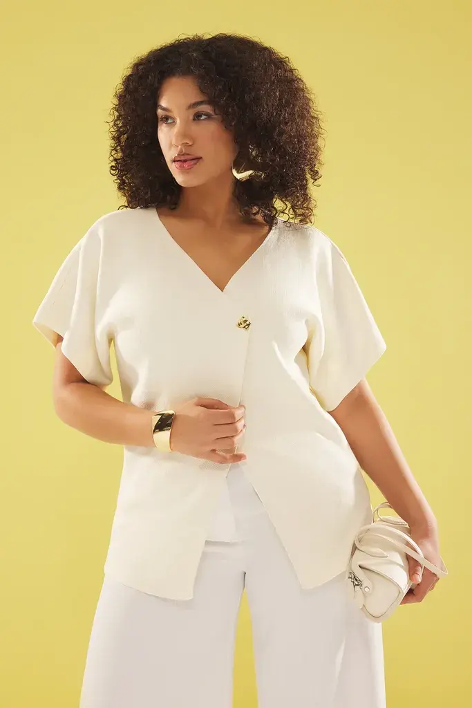 Trendyol Curve Ženska bluza Tbbss25Af00071, Krem