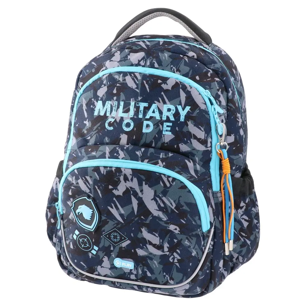 Play Ranac za dečake Military code Etron, Anatomski, 38 x 30 x 20 cm, Sivi