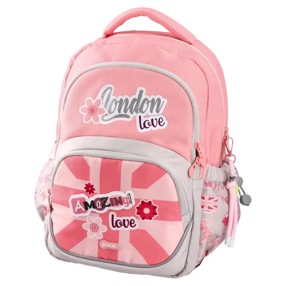 Play Ranac za devojčice London Love Etron, Anatomski, 38 x 30 x 20 cm, Roze