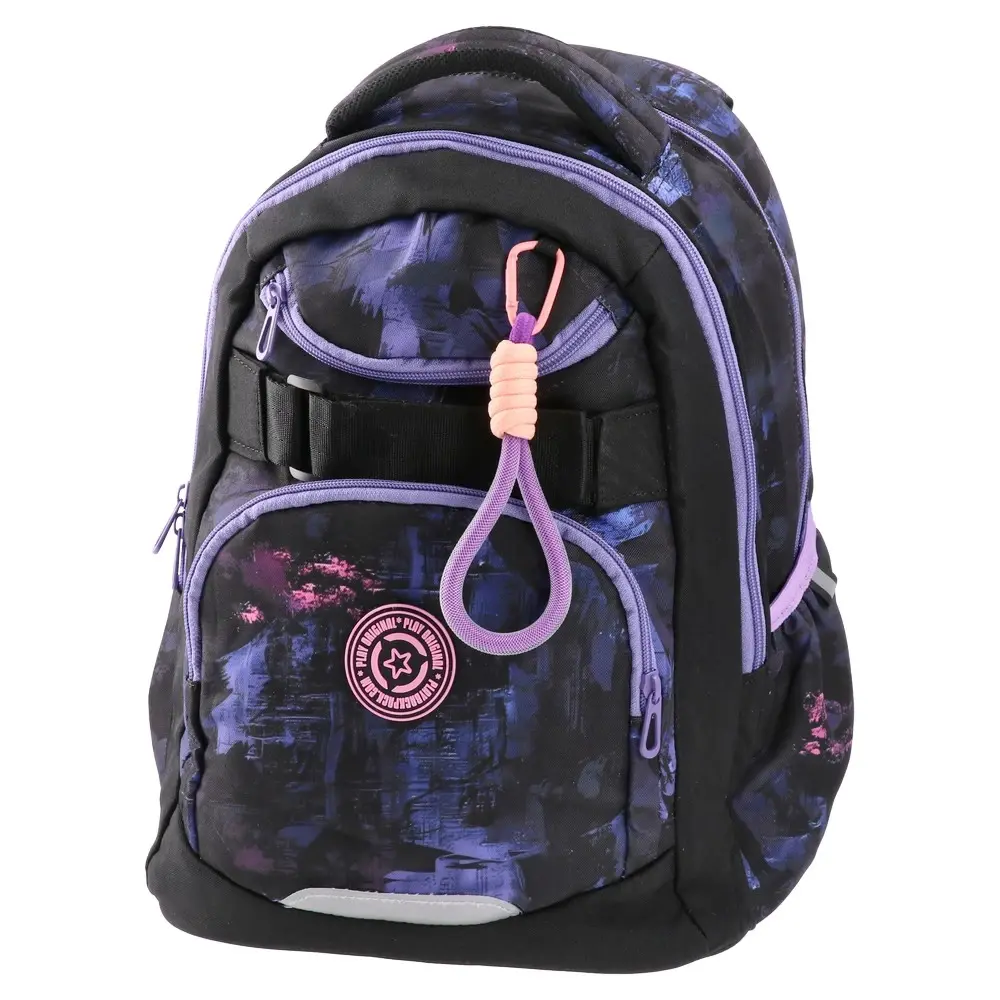 Play Školski ranac za devojčice Pattern Apollo 252, 41x31x21cm, Crno - ljubičasti