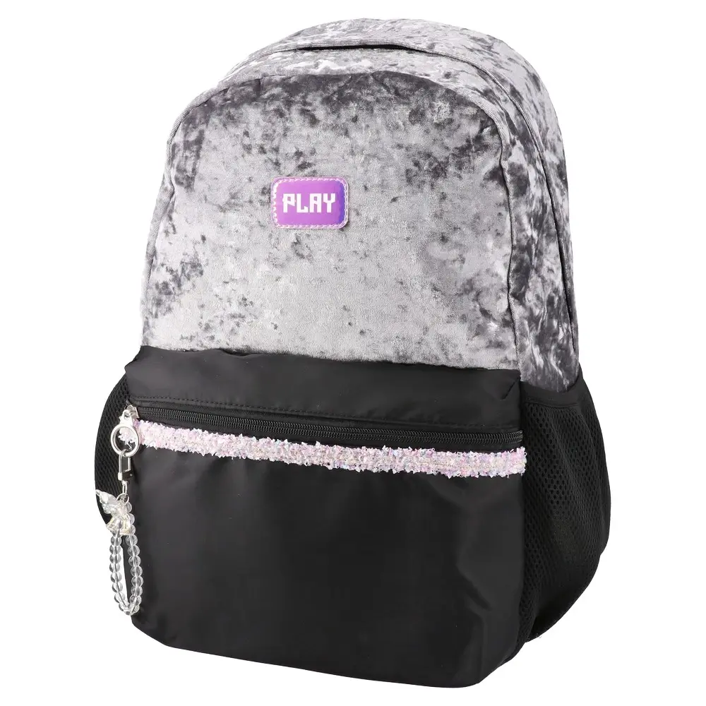 Play Školski ranac za devojčice Plush Pop fashion, 43x30x20cm, Sivo - crne