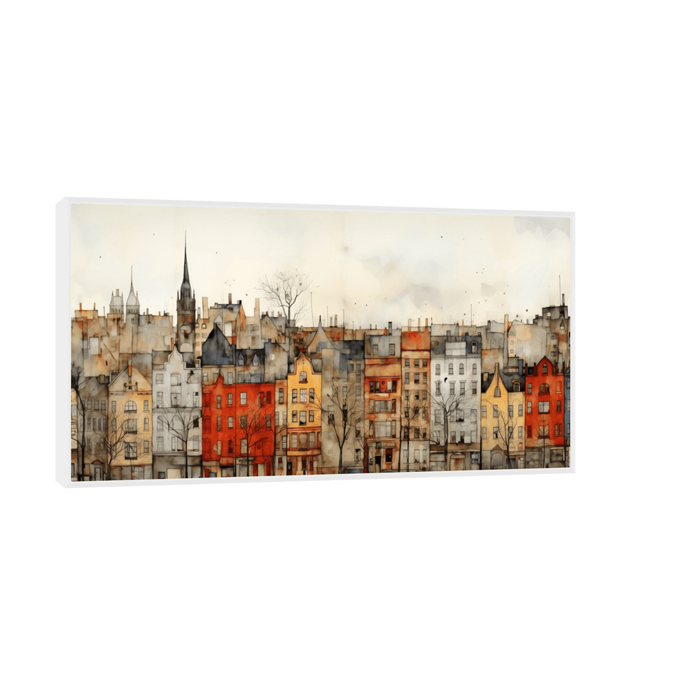 Canvas Slika na platnu Gradski Rapsodija, Sa ramom, 100 x 50 cm, Beli