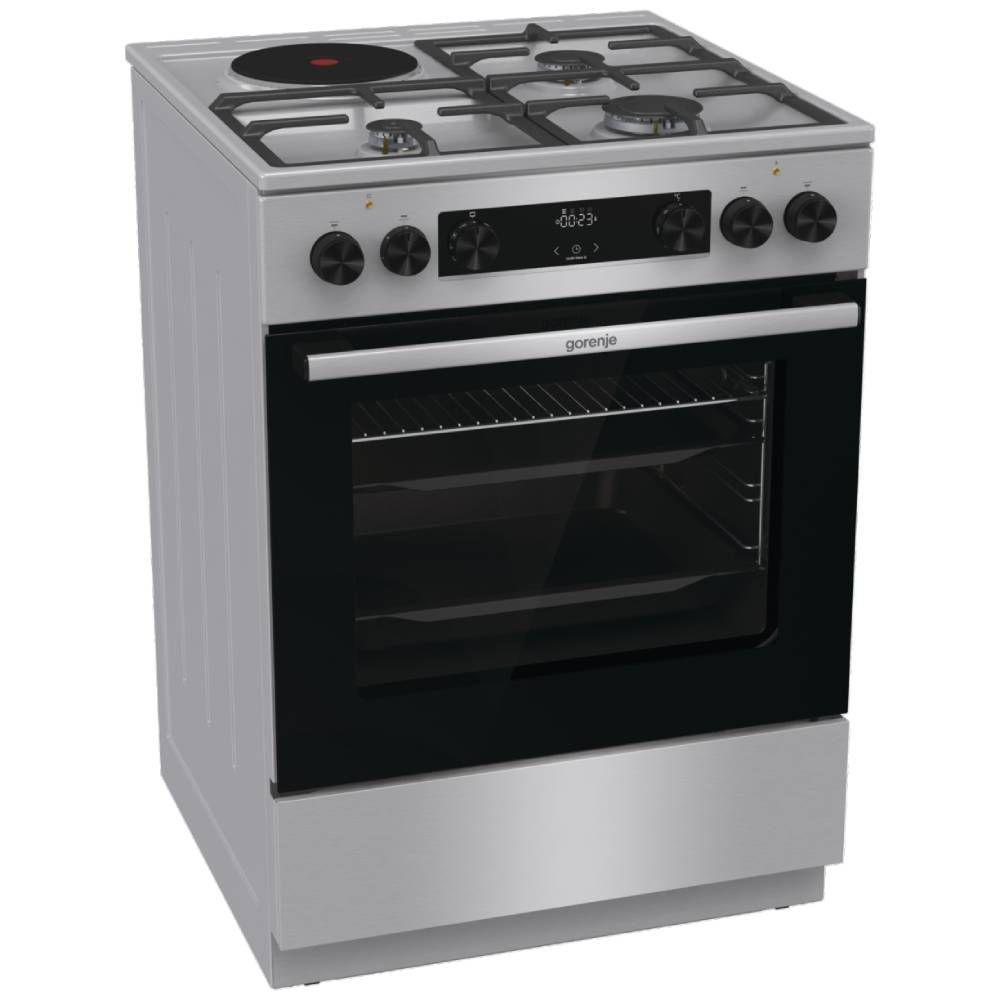 Gorenje Kombinovani šporet GK6C62XC, 1 ringla, 3 gorionika, Ventilatorska rerna 71l,