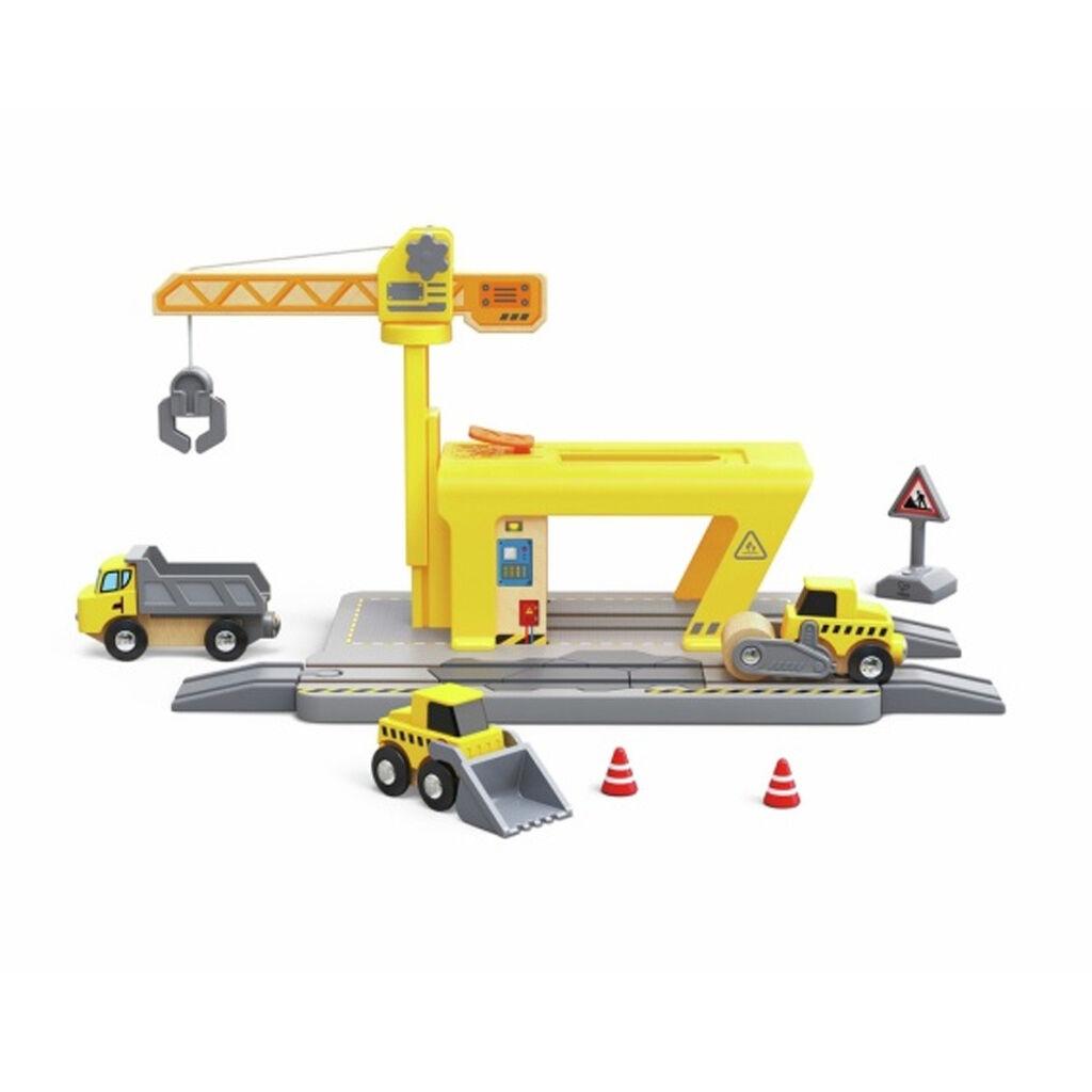 Hape Dečija drvena igračka Gradilište i kran E3878, 3-8