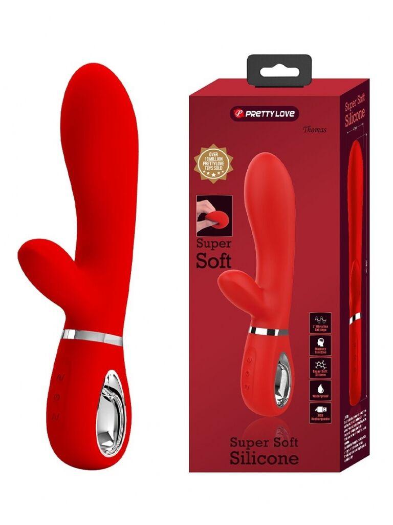 Vibrator Thomas, Silikonski, 20cm, Crveni