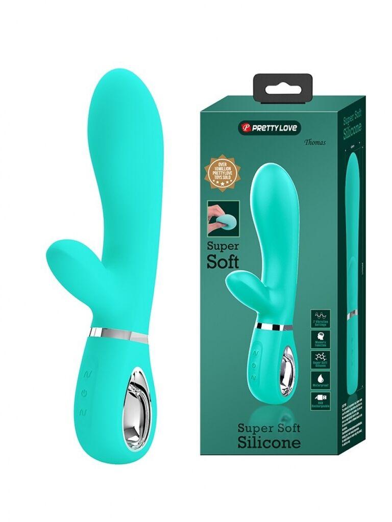 Vibrator Thomas, Silikonski, 20cm, Zeleni