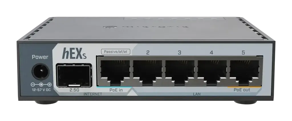 MikroTik Ruter E60iUGS hEX S, 5 x GB LAN/1 x WAN/2.5GbE SFP + USB3.0