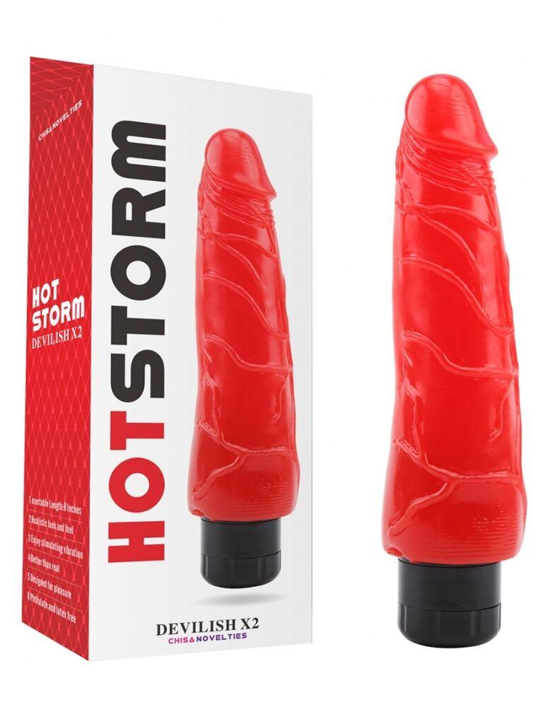 Vibrator Devilish X2, 21.5cm, Crveni