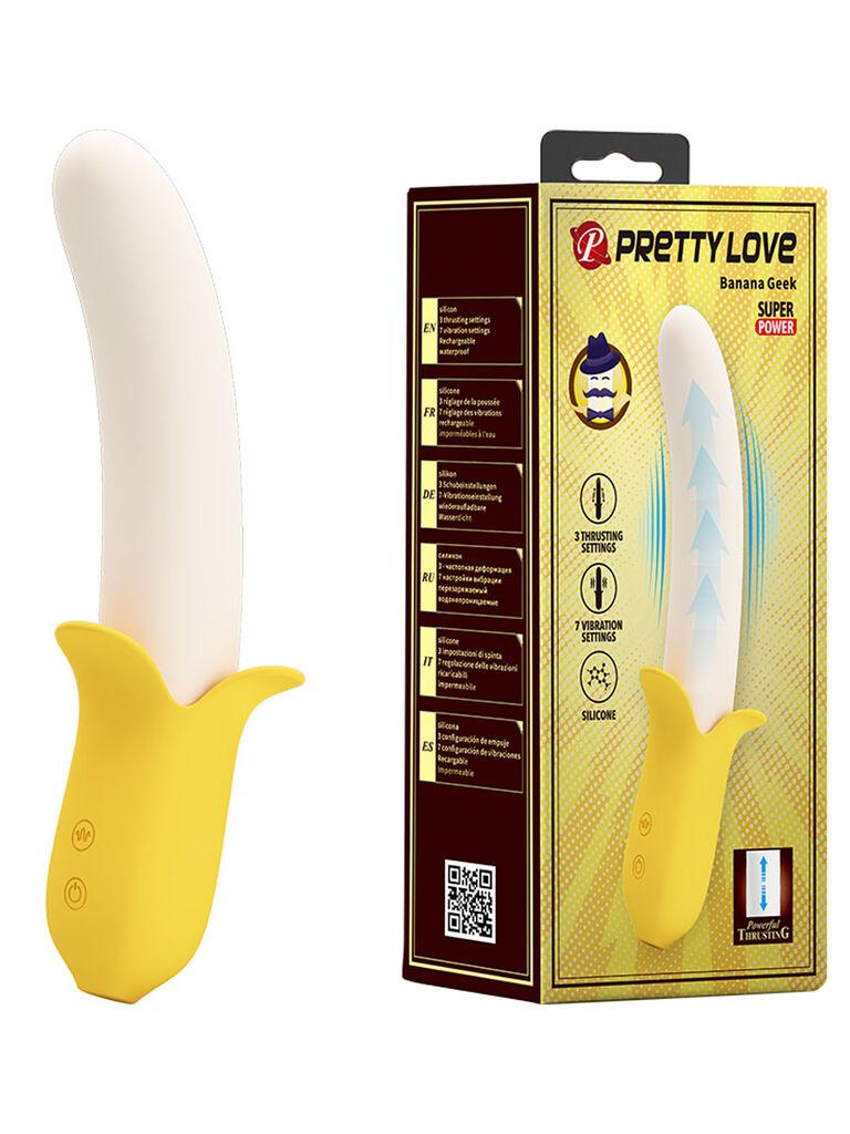 Vibrator Pretty love Banana geek, 19cm, Žuto-beli