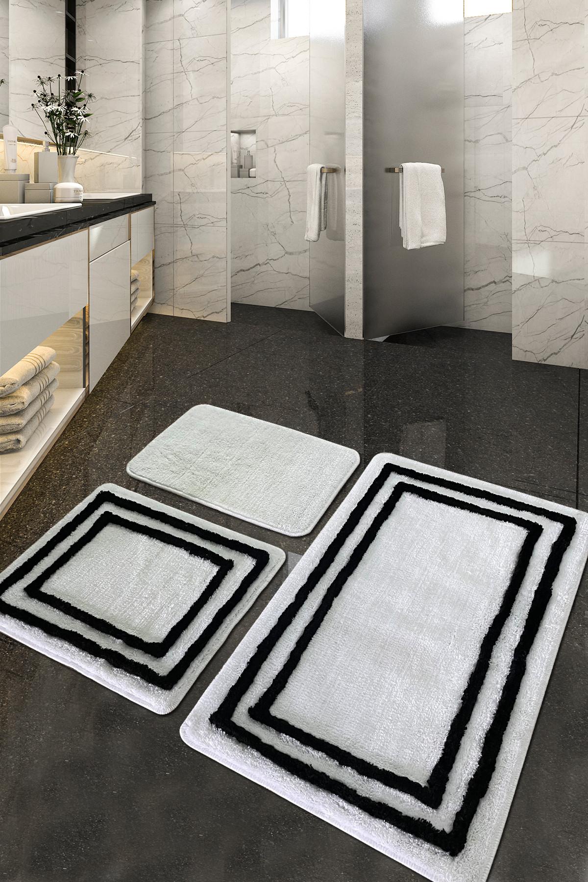 L'essentiel Maison Set 3 prostirke za kupatilo Beli