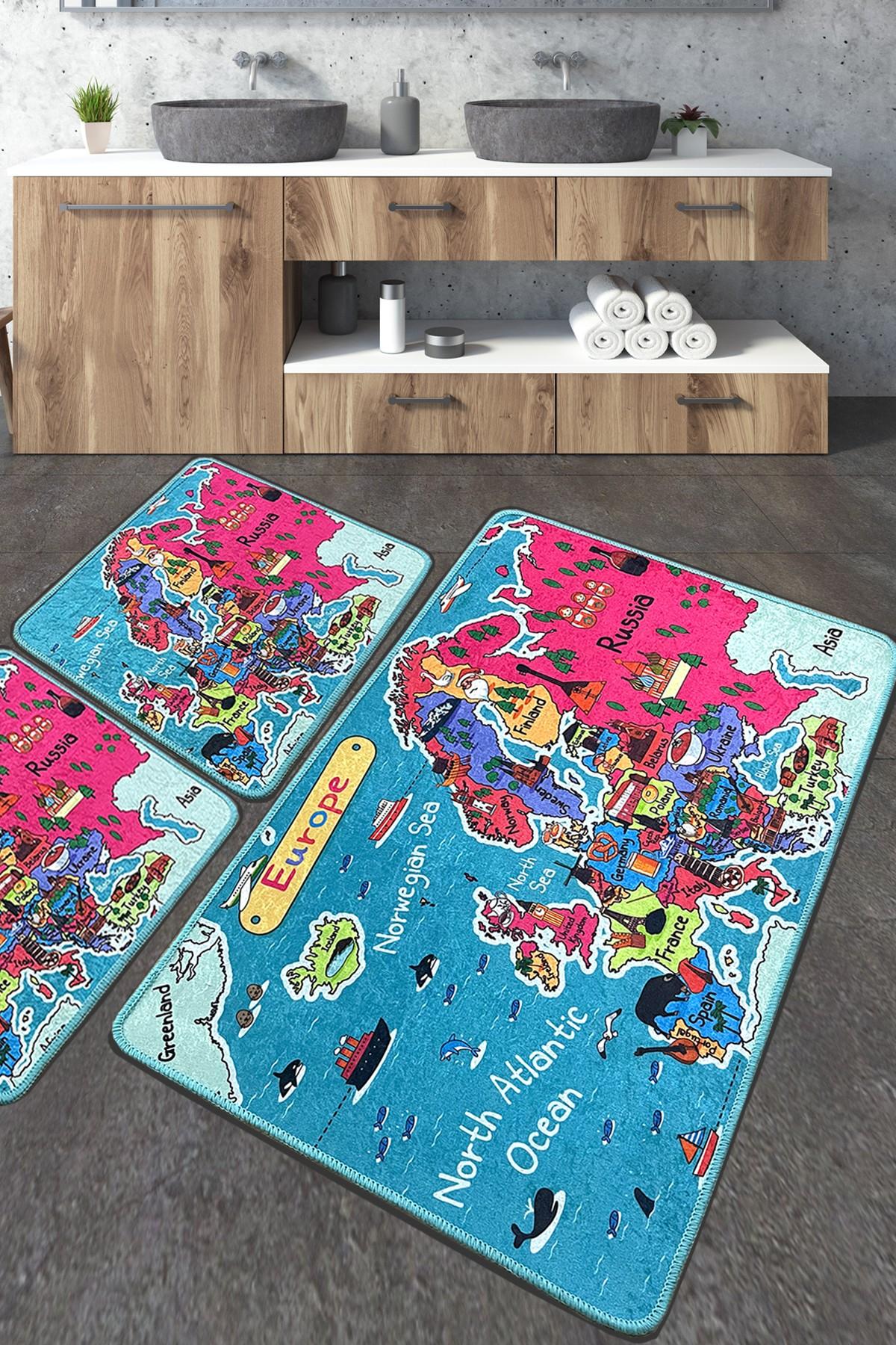 L'essentiel Maison Set 3 prostirke za kupatilo Šareni